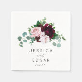 Elegant Burgundy Navy Wedding Napkin Cocktail Nap Servet (Voorkant)