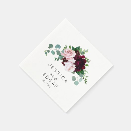  Elegant Burgundy Navy Wedding Napkin Cocktail Nap Servet (Hoek)