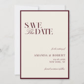 Elegant Burgundy Old Money Wedding Save The Date (Voorkant)