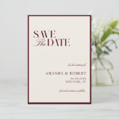 Elegant Burgundy Old Money Wedding Save The Date (Staand voorkant)
