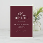 Elegant Burgundy Old Money Wedding Save The Date (Staand voorkant)