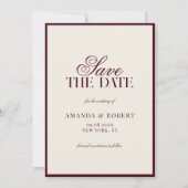 Elegant Burgundy Old Money Wedding Save The Date (Voorkant)