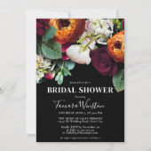 Elegant Burgundy Oranje Blush Black Floral Shower Kaart (Voorkant)
