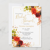 Elegant Burgundy Oranje Floral Customize Bridal Kaart (Voorkant)