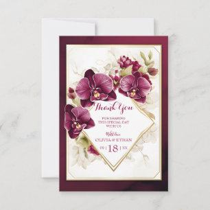 Elegant Burgundy Orchid Blooms Weddenschap Gold Li Bedankkaart