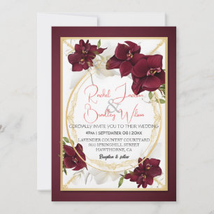 Elegant Burgundy Orchid Wedding Blooms Gold Lijst Kaart