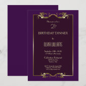 Elegant Burgundy Paars Gold 21st geboortedag Kaart (Voorkant / Achterkant)