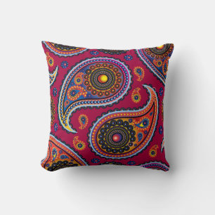Elegant Burgundy Paisley en Mandala Pattern Kussen