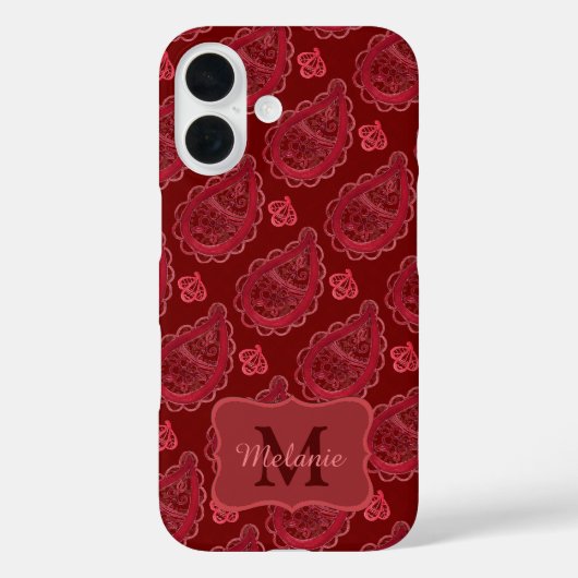 Elegant  Burgundy Paisley Pattern Case-Mate iPhone Case (Achterkant)