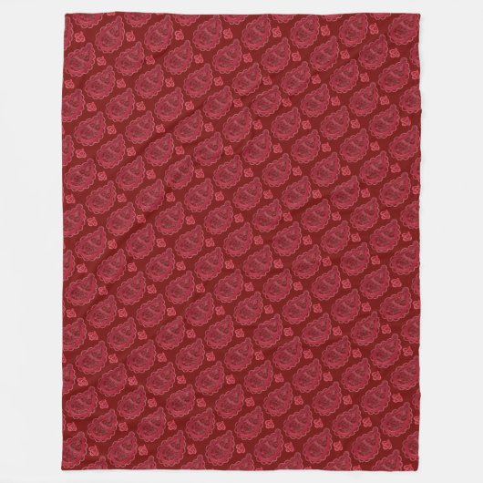 Elegant Burgundy Paisley Pattern Fleece Deken (Voorkant)