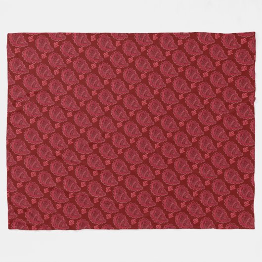 Elegant Burgundy Paisley Pattern Fleece Deken (Voorkant (Horizontaal))