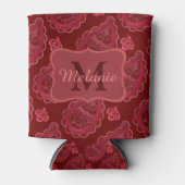 Elegant Burgundy Paisley Pattern gepersonaliseerd Blikjeskoeler (Voorkant)