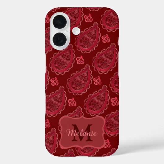 Elegant Burgundy Paisley Pattern gepersonaliseerd Case-Mate iPhone Case (Achterkant)