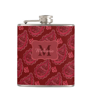 Elegant Burgundy Paisley Pattern gepersonaliseerd Heupfles