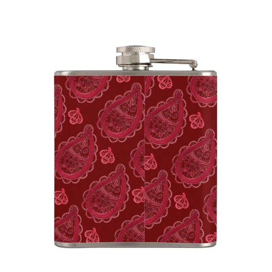 Elegant Burgundy Paisley Pattern gepersonaliseerd Heupfles (Achterkant)