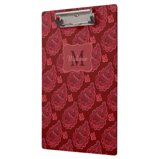 Elegant Burgundy Paisley Pattern gepersonaliseerd Klembord (Links)