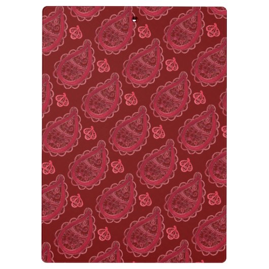Elegant Burgundy Paisley Pattern gepersonaliseerd Klembord (Achterkant)