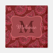 Elegant Burgundy Paisley Pattern gepersonaliseerd Magneet (Voorkant)