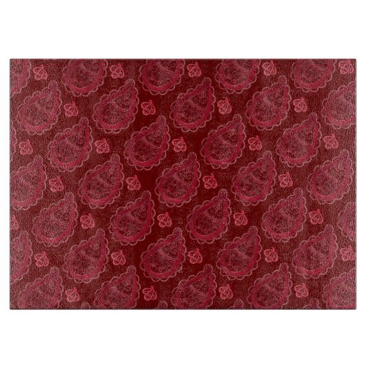 Elegant Burgundy Paisley Pattern Snijplank (Voorkant)