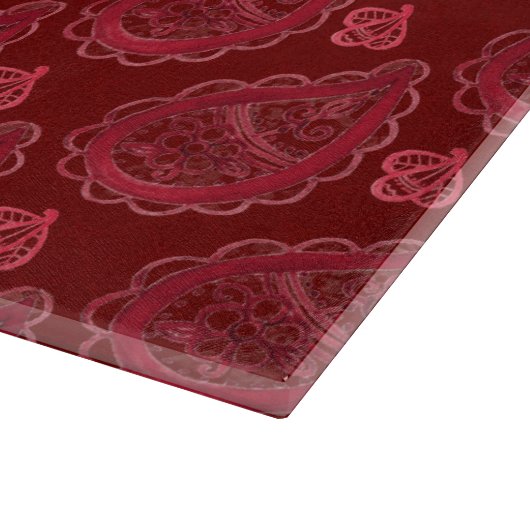 Elegant Burgundy Paisley Pattern Snijplank (Hoek)
