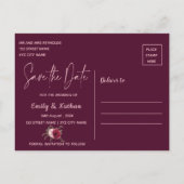 Elegant Burgundy Peach Floral Wedding Aankondigingskaart (Achterkant)