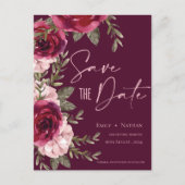 Elegant Burgundy Peach Floral Wedding Aankondigingskaart (Voorkant)