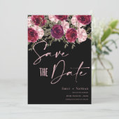 Elegant Burgundy Peach Floral Wedding Save The Date (Staand voorkant)