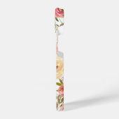 Elegant Burgundy Peach Waterverf Floral Monogram iPhone Hoesje (Linkerkant)