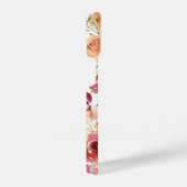 Elegant Burgundy Peach Waterverf Floral Monogram iPhone Hoesje (Rechterkant)