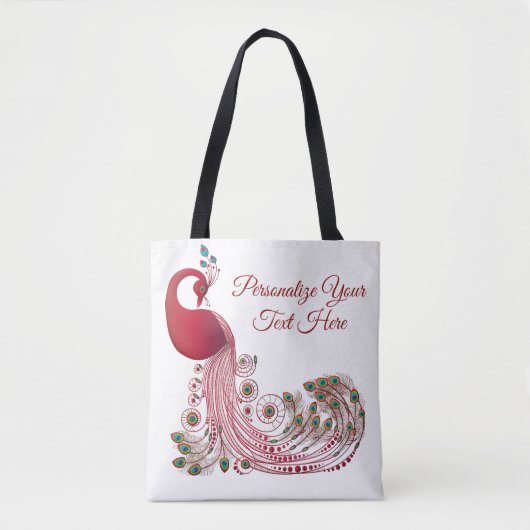 Elegant Burgundy Peacock gepersonaliseerd Tote Bag (Voorkant)