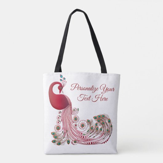 Elegant Burgundy Peacock gepersonaliseerd Tote Bag (Achterkant)