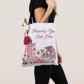 Elegant Burgundy Peacock gepersonaliseerd Tote Bag (Dichtbij)