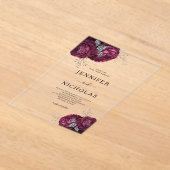 Elegant Burgundy Peonies Floral Wedding Acryl Uitnodigingen (Laagn)