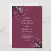 Elegant Burgundy Peonies Floral Wedding Kaart (Voorkant)