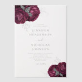 Elegant Burgundy Peonies Floral Wedding Vellum Uitnodigingen (Voorkant)