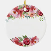 Elegant Burgundy Persoonlijk meisje Baptisme Keramisch Ornament (Achterkant)