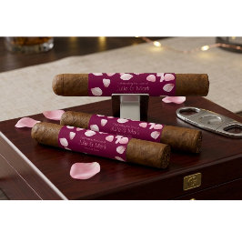 Elegant Burgundy Petals Wedding Custom Cigar Wrap Etiket