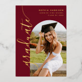 Elegant Burgundy Photo Arch Afstuderen Folie Invit Folie Uitnodiging (Voorkant)