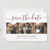 Elegant Burgundy Photo Collage Save the Date (Voorkant)