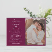 Elegant Burgundy Photo Wedding Kaart (Staand voorkant)