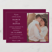 Elegant Burgundy Photo Wedding Kaart (Voorkant / Achterkant)