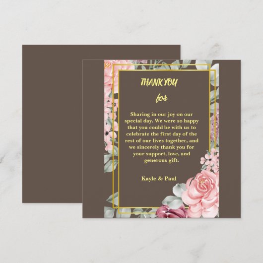 Elegant Burgundy Pink Blush Floral Wedding Bedankkaart (Voorkant / Achterkant)