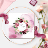 Elegant Burgundy Pink Blush Floral Wreath Wedding Kaart