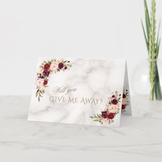 Elegant Burgundy Pink Blush Flowers Weddenschap (Voorkant)