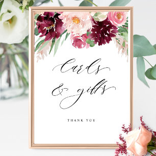 Elegant Burgundy Pink Blush, Kaarten and Gifts Sig Poster
