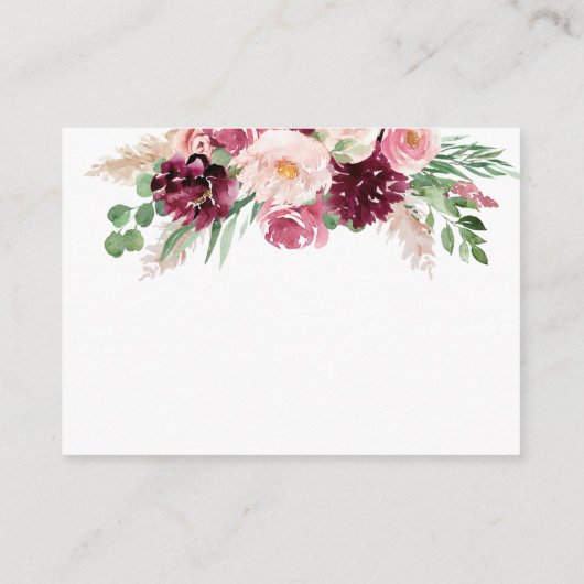 Elegant Burgundy Pink en Blush Wedding Recipe Informatiekaartje (Achterkant)