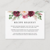 Elegant Burgundy Pink en Blush Wedding Recipe Informatiekaartje (Voorkant)