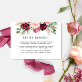 Elegant Burgundy Pink en Blush Wedding Recipe Informatiekaartje