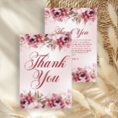 Elegant Burgundy Pink Floral Birthday Bedankkaart