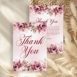 Elegant Burgundy Pink Floral Birthday Bedankkaart